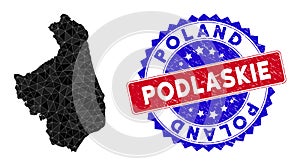 Podlaskie Voivodeship Map Triangle Mesh and Scratched Bicolor Seal