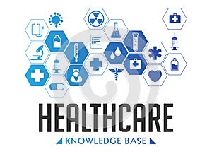 Healthcare knowledge base - medical online repository concept, elearning
