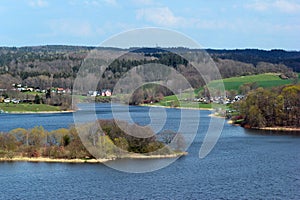 The Poehl dam on river Trieb near the town of Plauen in the Vogtland district of Saxony, Germany. It is often referred to as the