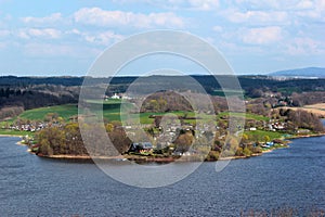 The Poehl dam on river Trieb near the town of Plauen in the Vogtland district of Saxony, Germany. It is often referred to as the