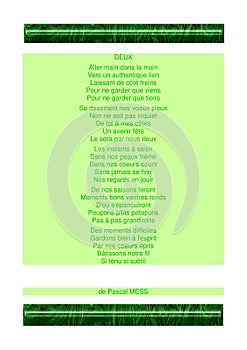 Poem of love `Deux`, theme Greenery.