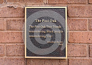 Poem by a school child inside the Freeman`s Cemetery Memorial in Dallas, Texas