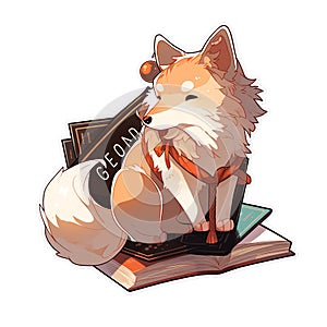 A poet dog who writes beautiful and meaningful verses, AI Generated, Sticker ver.10
