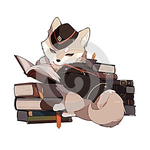 A poet dog who writes beautiful and meaningful verses, AI Generated, Sticker ver.11