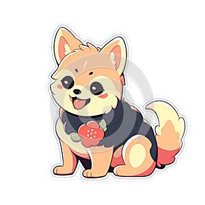 A poet dog who writes beautiful and meaningful verses, AI Generated, Sticker ver.16