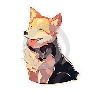 A poet dog who writes beautiful and meaningful verses, AI Generated, Sticker ver.20