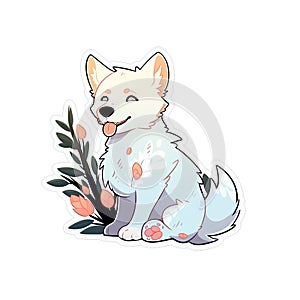 A poet dog who writes beautiful and meaningful verses, AI Generated, Sticker ver.4