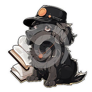 A poet dog who writes beautiful and meaningful verses, AI Generated, Sticker ver.6