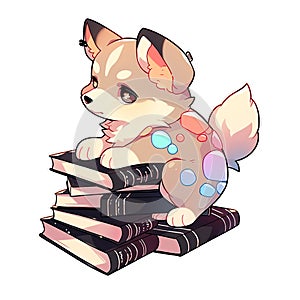 A poet dog who writes beautiful and meaningful verses, AI Generated, Sticker ver.9