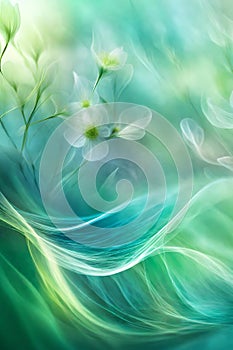 Poetic background with romantic white flowers and tender waves