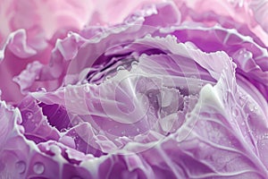 A poetic close-up of a purple cabbage leaf