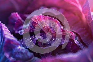 A poetic close-up of a purple cabbage leaf photo