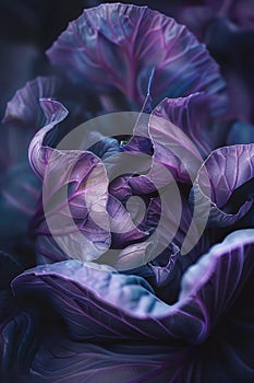 A poetic close-up of a purple cabbage leaf photo