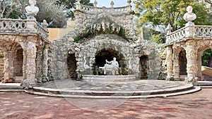 Poets Waterfall Fountain, in the gardens of Marques de Pombal Palace, Oeiras, Lisbon, Portugal