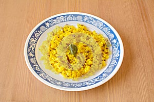 Poha, a breakfast item made of puffed rice photo