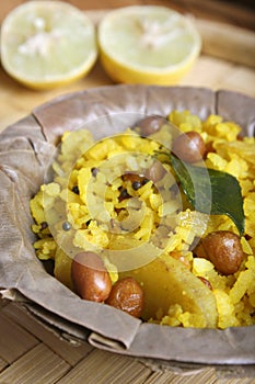 Poha - A breakfast snack made of beaten rice