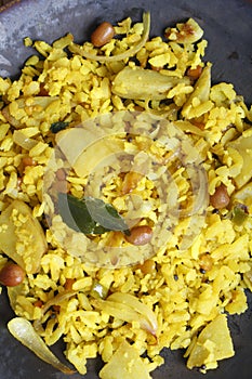 Poha - A breakfast snack made of beaten rice