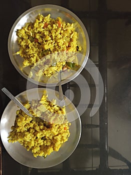 Poha - Indian dish usually eaten in breakfast