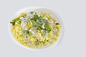 Poha or pohe Indian snack photo