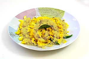 Poha, a popular breakfast item in India photo