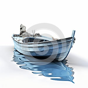 Poignant Blue Boat In Zbrush Style On White Background photo