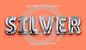Shiny silver text effect with bright white metallic main concept