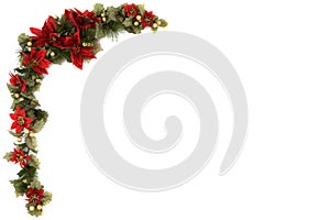 Poinsettia and Christmas decoration border