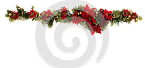 Poinsettia and Christmas decoration side border