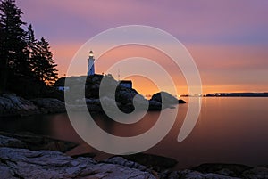 Point atkinson lighthouse in twilight photo