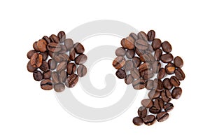 Point and comma marks made with coffee beans