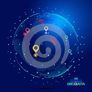 Point constitutes a world map, GPS positioning constitutes the world`s big data technology background, meaning globalizatio photo