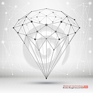 Point and curve constructed the crystal wire frame. Abstract geometric background