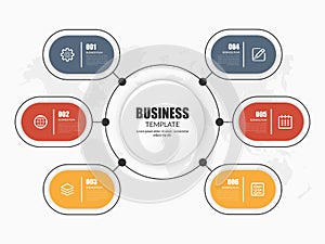 6 Point 3D Shape Infographic Element for Business