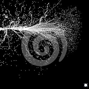 Point Explode. Array with Dynamic Emitted Particles. Abstract Dynamic Background.
