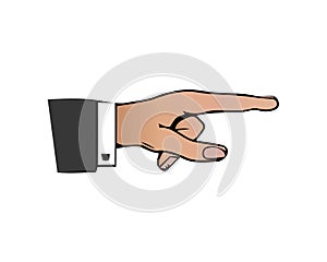 Point finger, forefinger direction color icon. Man hand gesture pictogram. Vector illustration in flat style