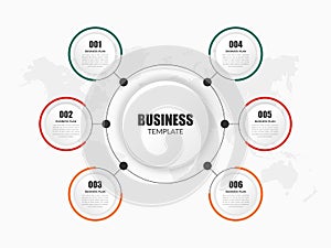 6 Point 3D Shape Infographic Element for Business