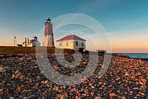 Point Judith Lighthouse at sunset photo