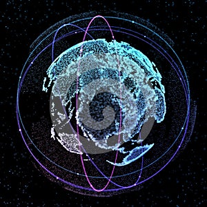 Point, line, satellite surface composed of circular graphics, Global network connection,international meaning. 3d