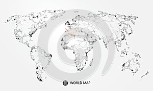 Point, line, surface composition of the world map, the implication of network connection.