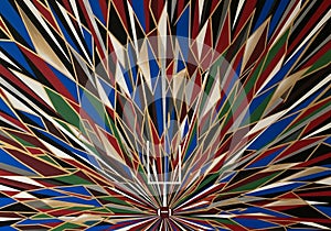 Point, with lines and angles creating a dynamic, symmetrical explosion