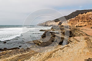 Point Loma, California Eroded Cliffs and Tide Pools.