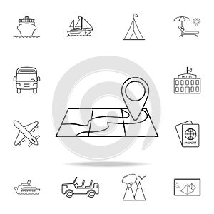 Point on map line Icon. Set of Tourism and Leisure icons. Signs, outline furniture collection, simple thin line icons for websites