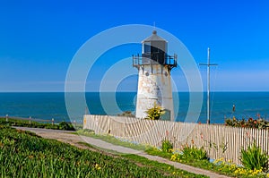 Point Montara Lighthouse and fog signal on along Highway 1 in No