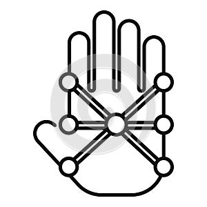 Point palm scanning icon outline vector. Voice verification