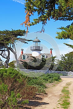 Point Pinos lighthouse in Pacific Grove, California vertical