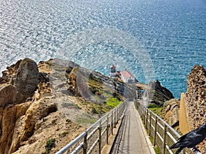 Point Reyes lighthouse at the end of 300 steps in California