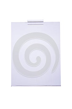 Point of sale piece of acrylic isolated on white.