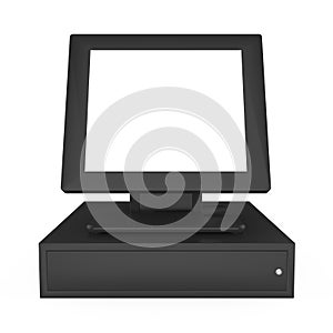 Point Of Sale System with Blank Screen Monitor Isolated