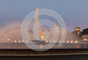 Point State Park Fountain in Pittsburgh, Pennsylvania. Long Exposure Photo shoot and Blurry Water Because of Long Exposure