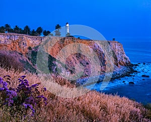 Point Vicente Lighthouse atop of tall cliff  Rancho Palos Verdes, California photo